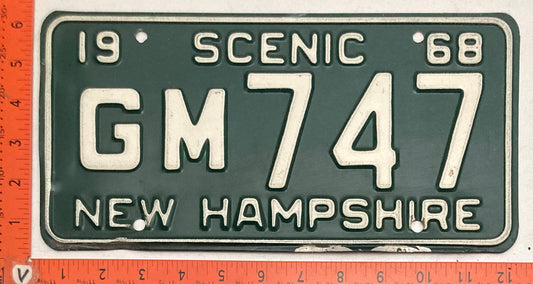 1968 New Hampshire #GM747 Passenger License Plate