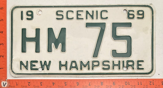 1969 New Hampshire #HM 75 Passenger License Plate