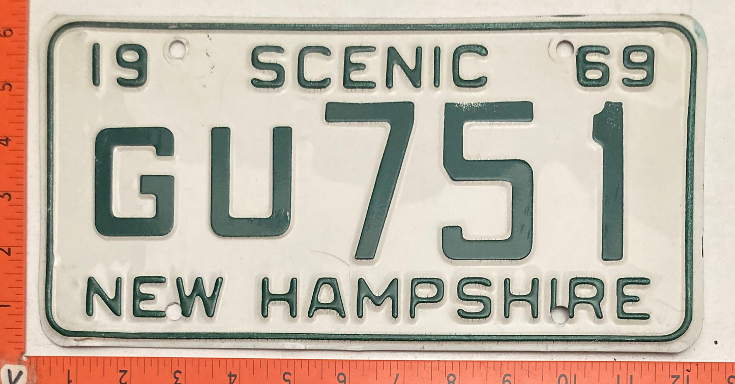 1969 New Hampshire #GU751 Passenger License Plate