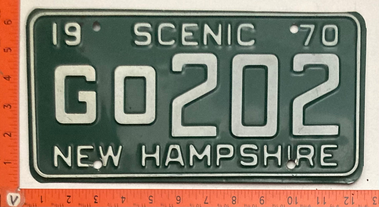 1970 New Hampshire #GO202 Passenger License Plate