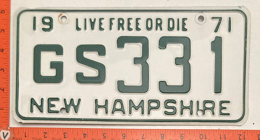 1971 New Hampshire #GS331Passenger License Plate