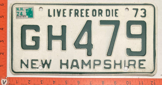 1974 New Hampshire #GH479 Passenger License Plate
