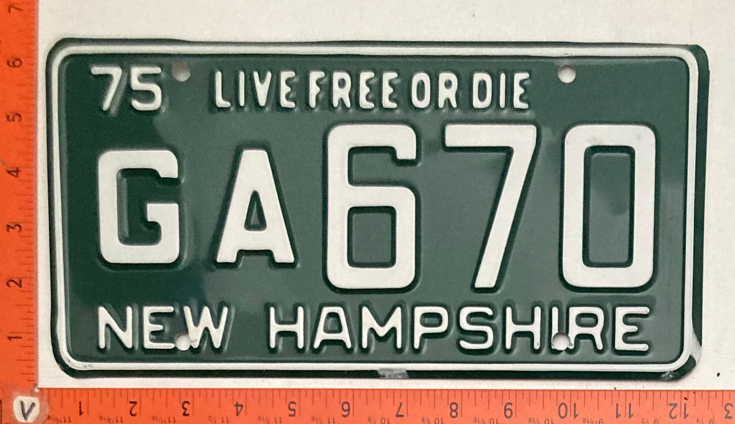 1975 New Hampshire #GA670 Passenger License Plate