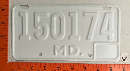 1976 Maryland #150174 Motorcycle License Plate (TEST COLOR)