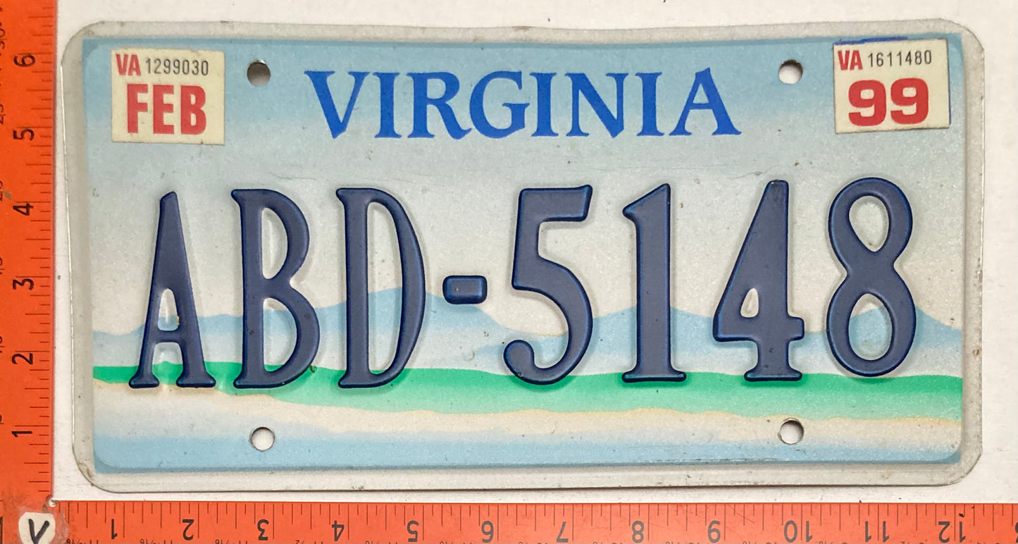 1999 Virginia #ABD-5148 Passenger License Plate (Mountain Base)