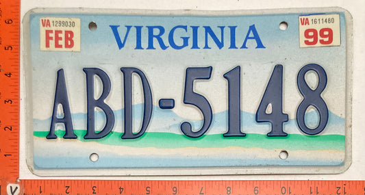 1999 Virginia #ABD-5148 Passenger License Plate (Mountain Base)