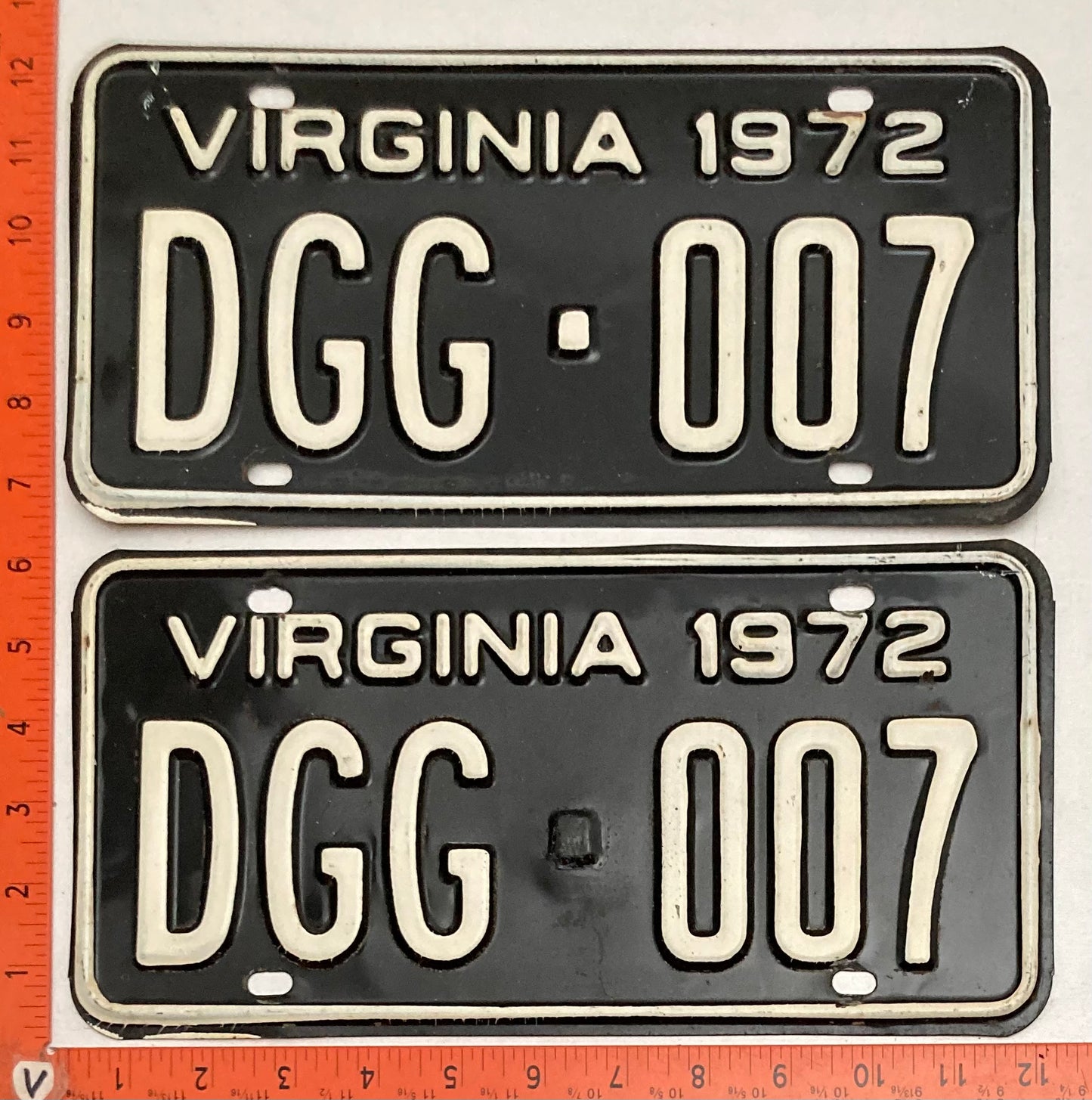 1972 Virginia #DGG-007 Passenger License Plate (Pair)