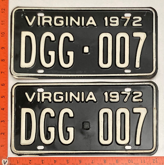 1972 Virginia #DGG-007 Passenger License Plate (Pair)