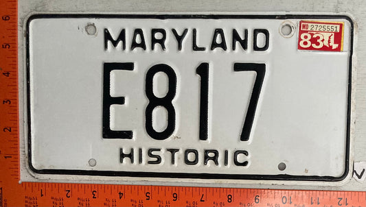 1983 Maryland #E817 Historic License Plate