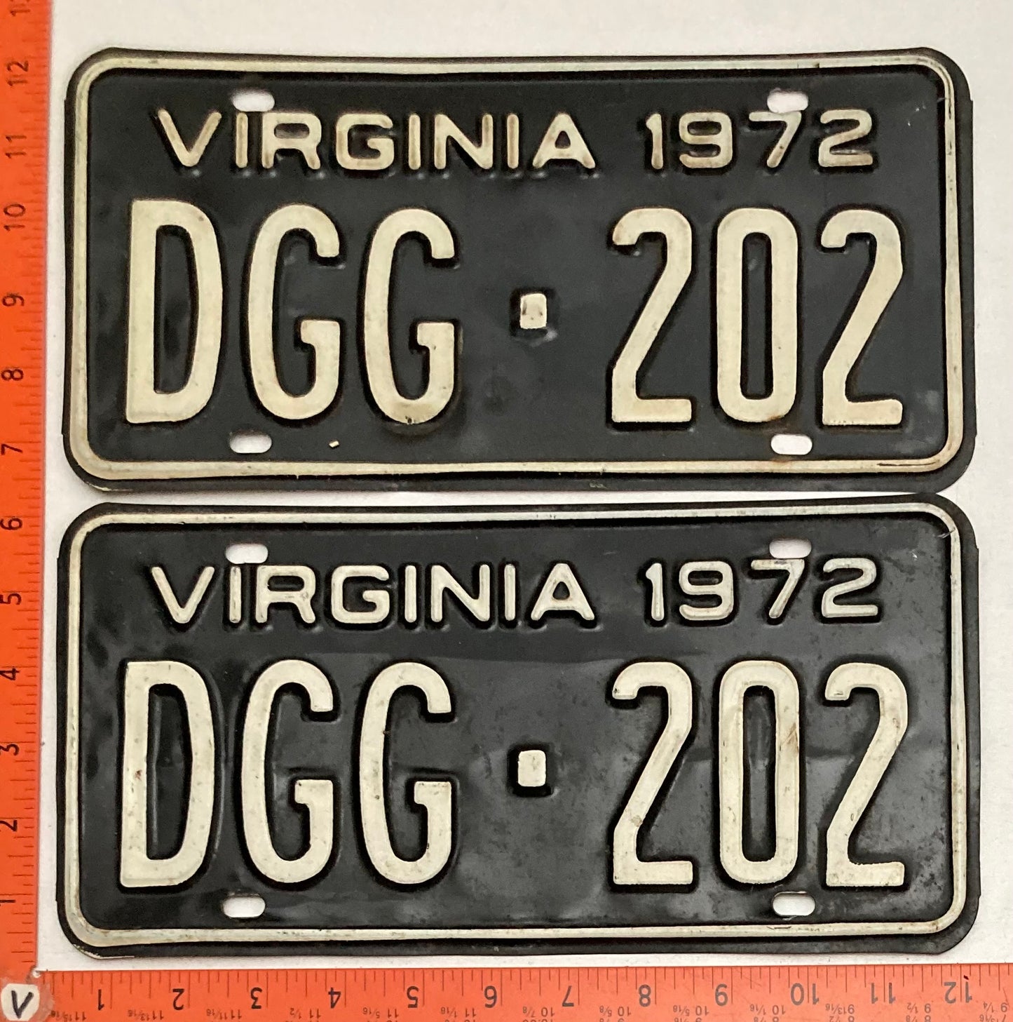 1972 Virginia #DGG-202 Passenger License Plate (Pair)