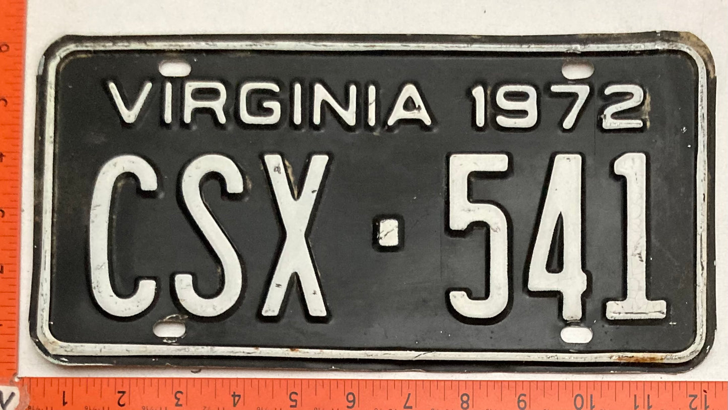1972 Virginia #CSX-541 Passenger License Plate