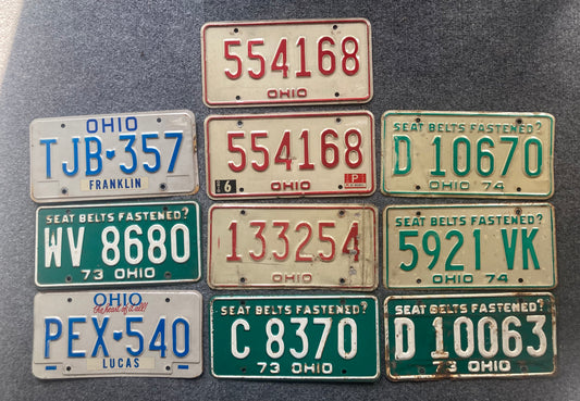 Group of 10 Ohio Passenger License Plates (Crafter)