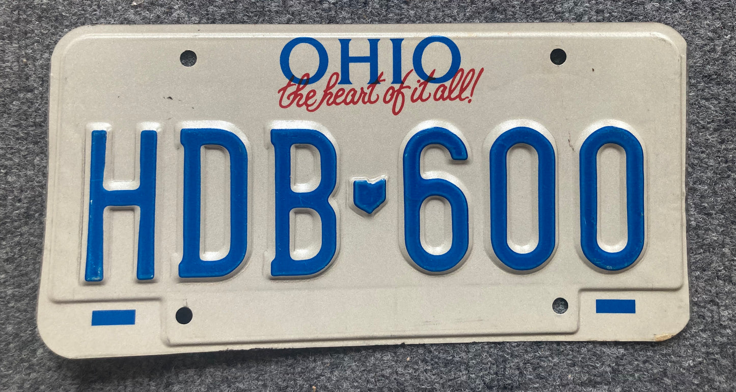 Undated Ohio #HDB 600 Passenger License Plate