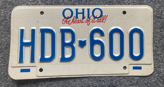 Undated Ohio #HDB 600 Passenger License Plate