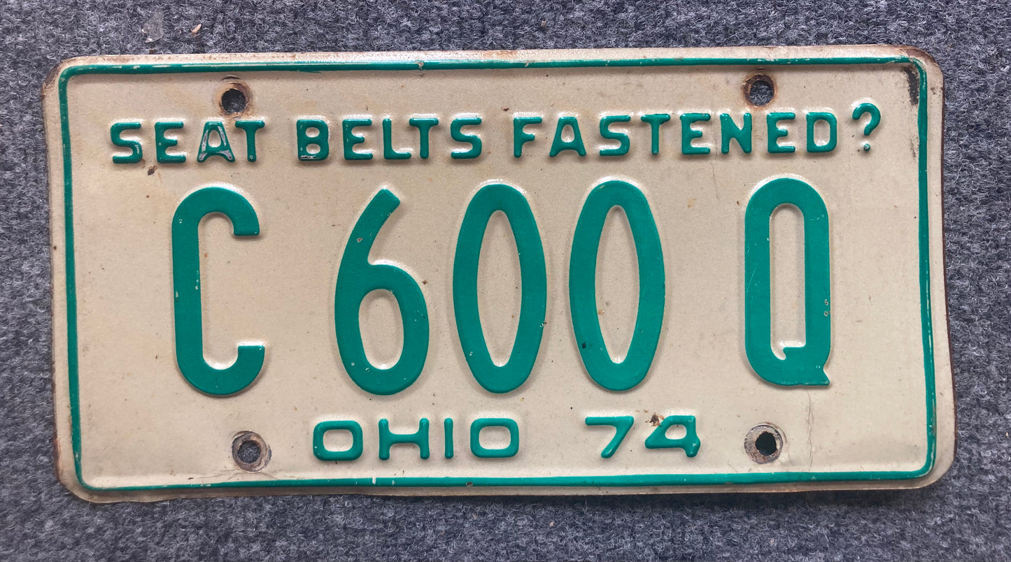 1974 Ohio #C 600 Q Passenger License Plate