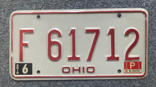 1980 Ohio #F 61712 Passenger License Plate