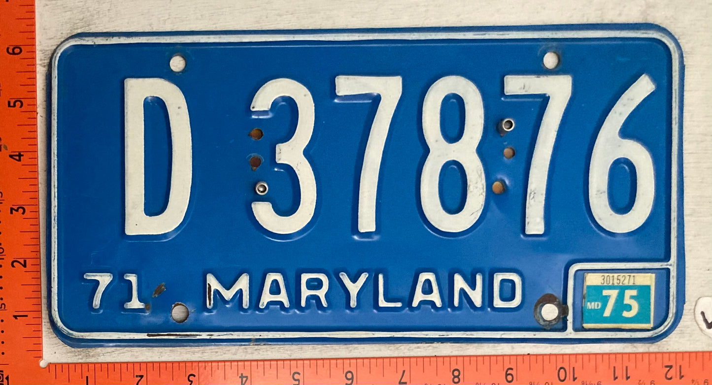 1975 Maryland #D 37876 Dealer License Plate