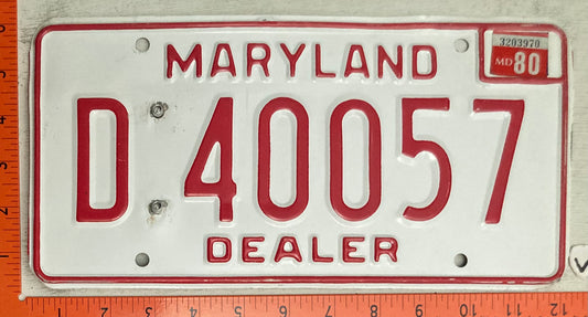 1980 Maryland #D 40057 Dealer License Plate