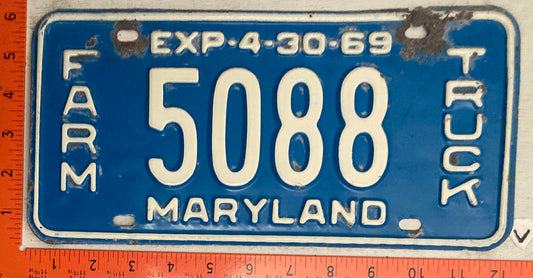 1969 Maryland #5088 Farm Truck License Plate