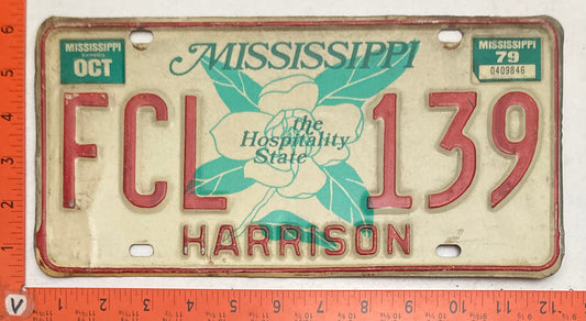 1979 Mississippi #FCL 139 Passenger License Plate