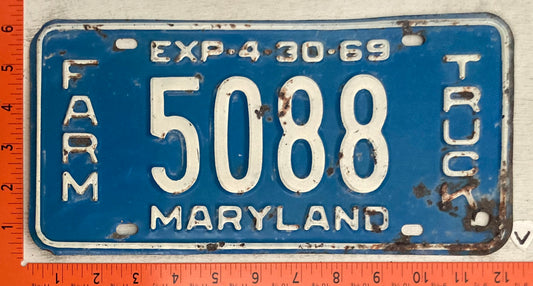 1969 Maryland #5088 Farm Truck License Plate
