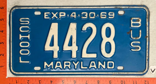 1969 Maryland #4428 School Bus License Plate