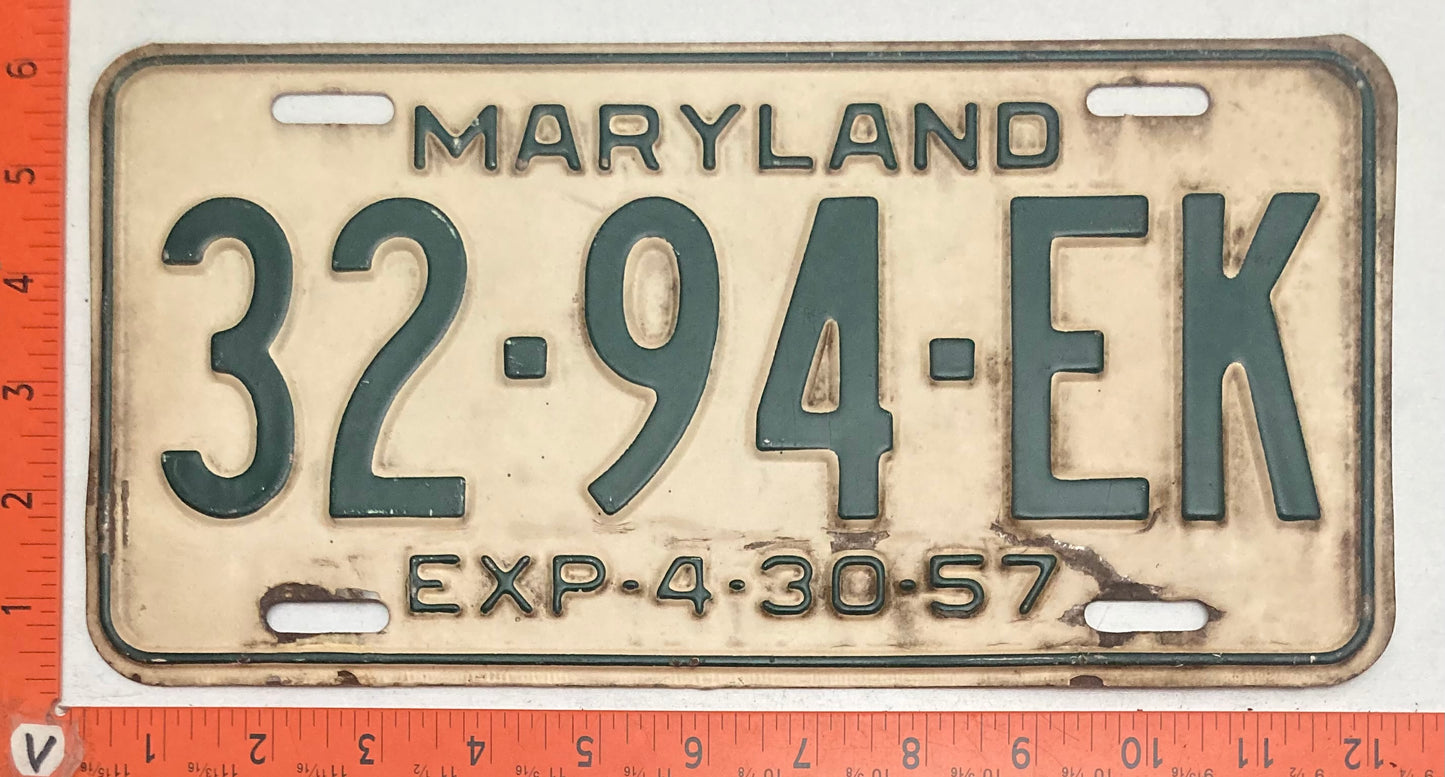 1957 Maryland #32-94-EK Truck License Plate