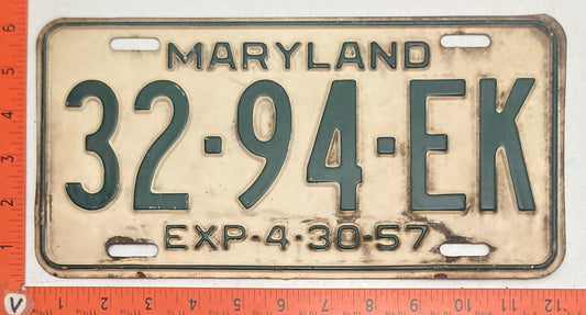 1957 Maryland #32-94-EK Truck License Plate