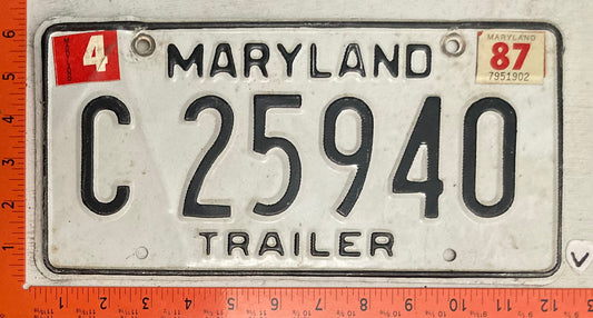 1987 Maryland #C25940 Trailer License Plate