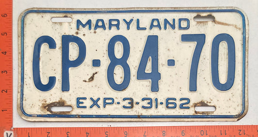 1962 Maryland #CP-84-70 Passenger License Plate