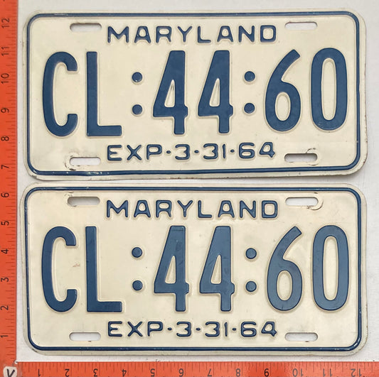 1964 Maryland #CL:44:60 Passenger License Plate (Pair)