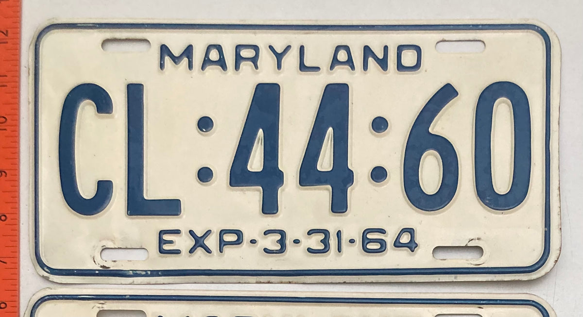 1964 Maryland #CL:44:60 Passenger License Plate (Pair)