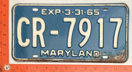 1965 Maryland #CR-7917 Passenger License Plate
