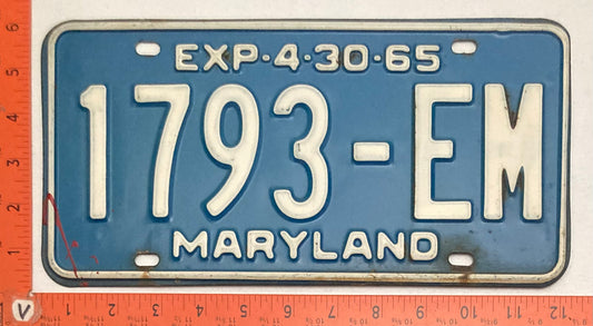 1965 Maryland #1793-EM Truck License Plate