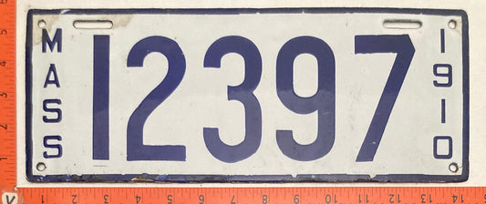 1910 Massachusetts #12397 Passenger License Plate
