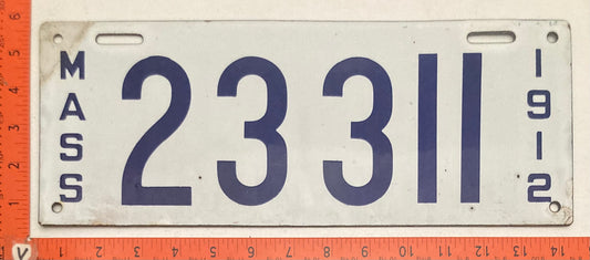 1912 Massachusetts #23311 Passenger License Plate