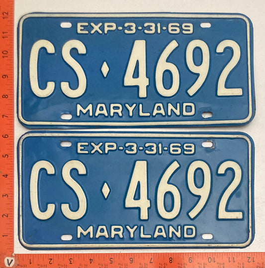1969 Maryland #CS-4692 Passenger License Plate (Pair)
