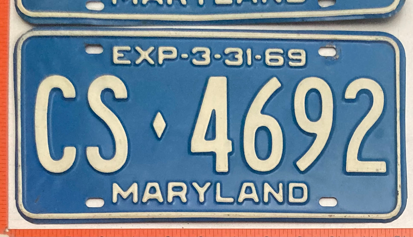 1969 Maryland #CS-4692 Passenger License Plate (Pair)