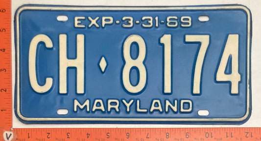 1969 Maryland #CH-8174 Passenger License Plate