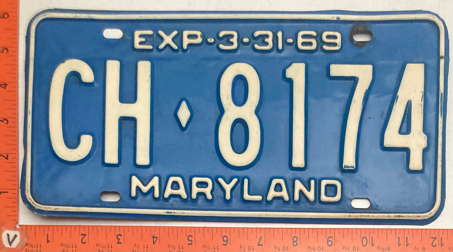 1969 Maryland #CH-8174 Passenger License Plate