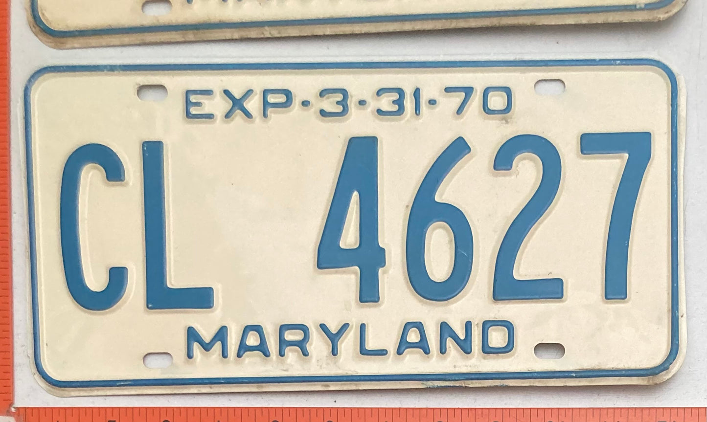 1970 Maryland #CL 4627 Passenger License Plate PAIR
