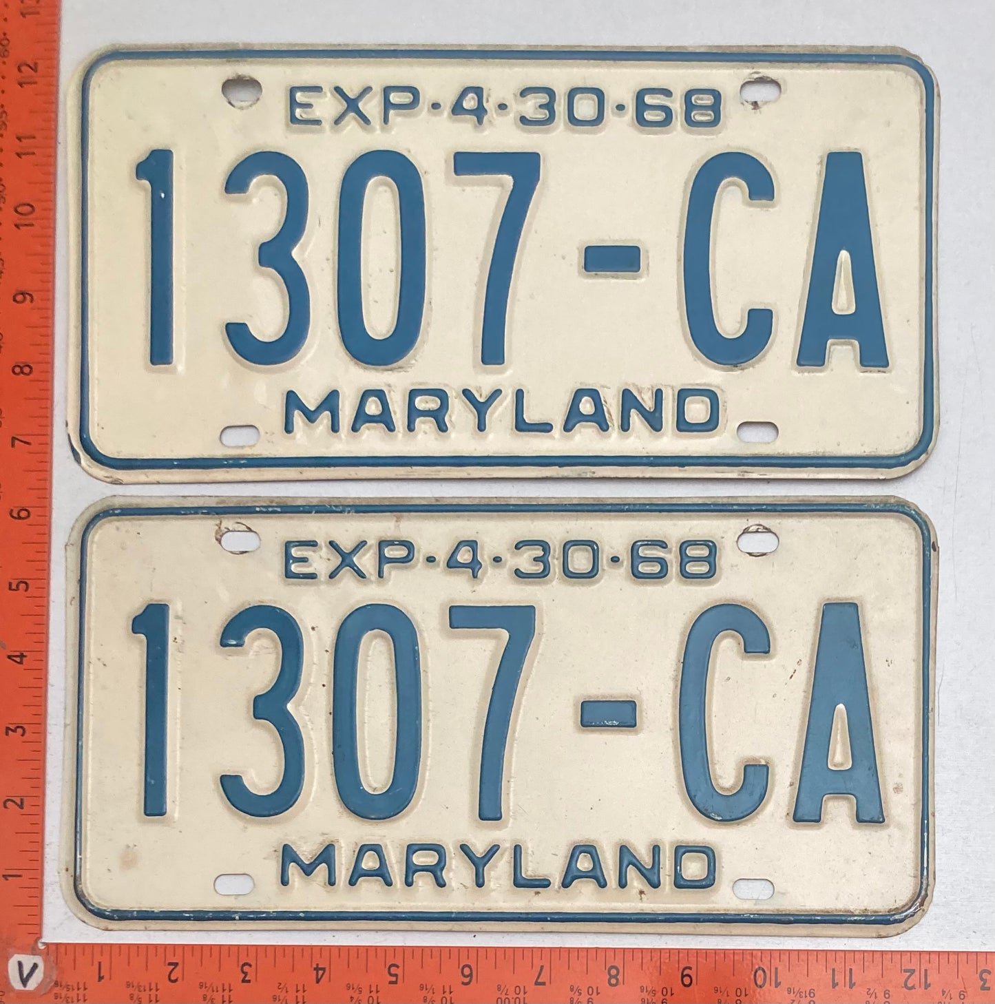 1970 Maryland #1307-CA Truck License Plate PAIR