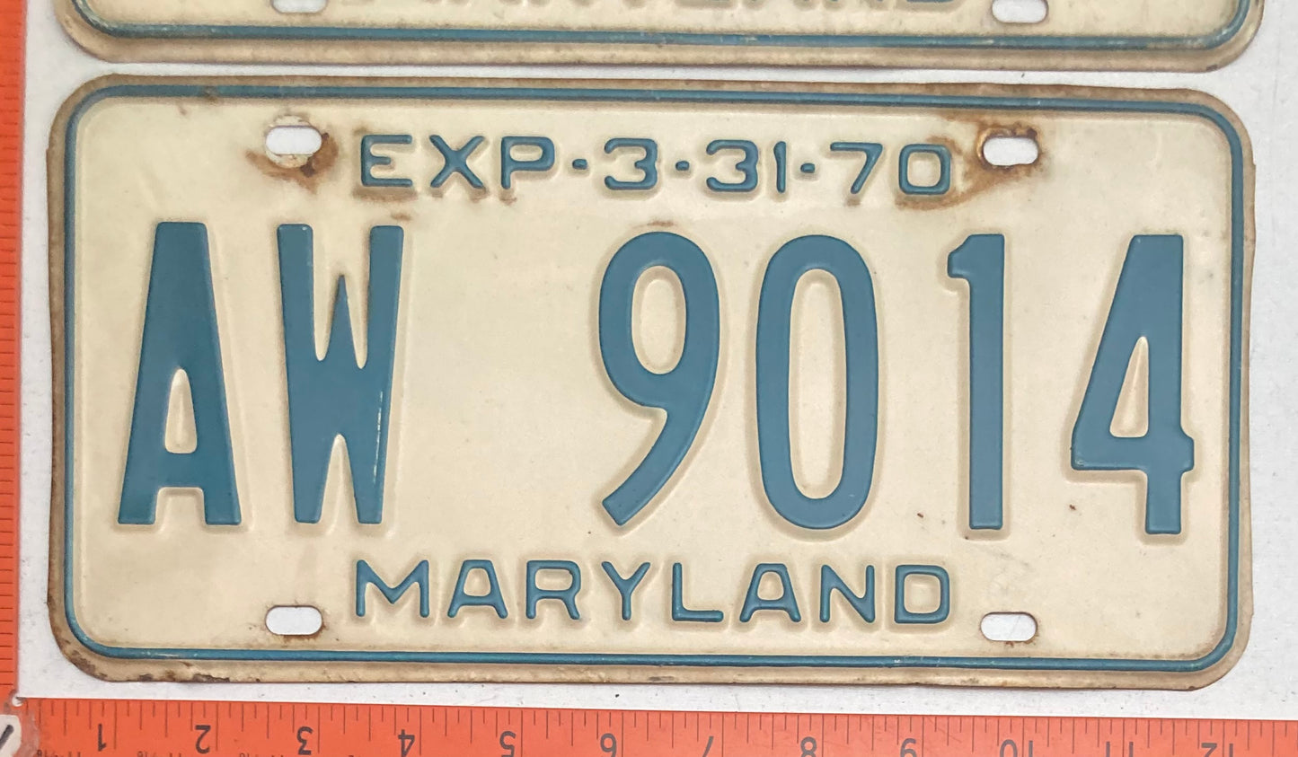 1970 Maryland #AW 9014 Passenger License Plate PAIR