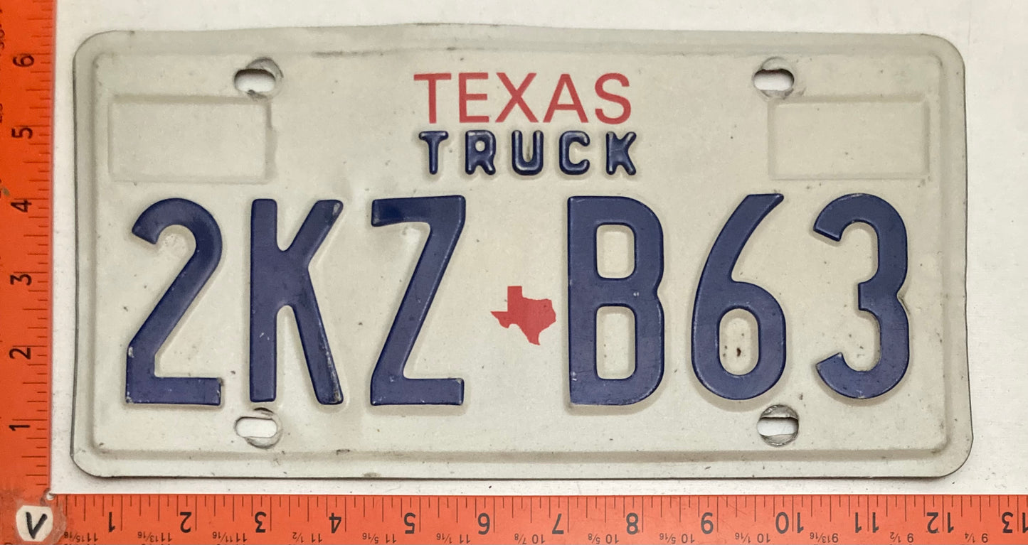 1990s Texas #2KZ B63 Truck License Plate