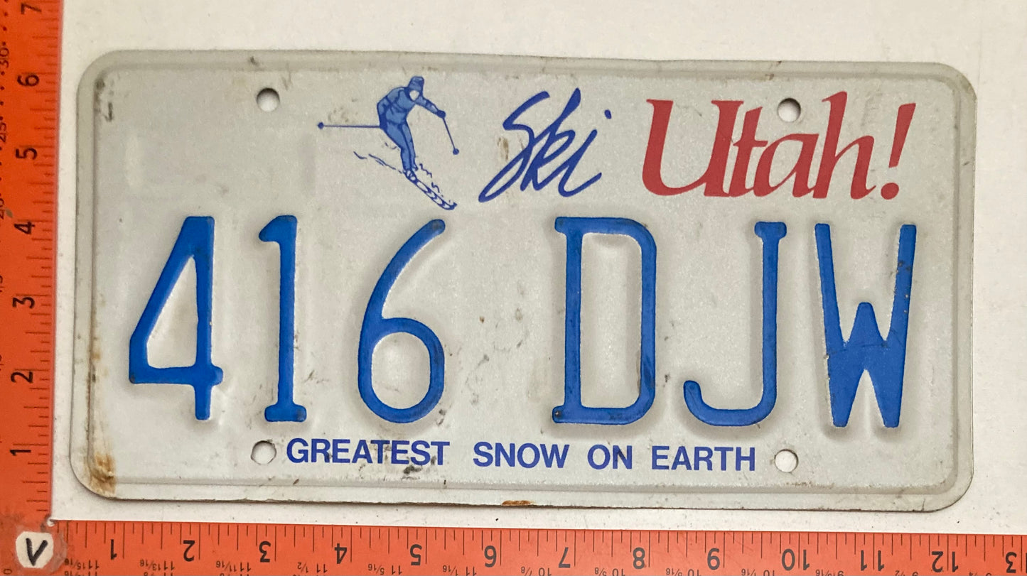 Undated Utah #416 DJW Passenger License Plate