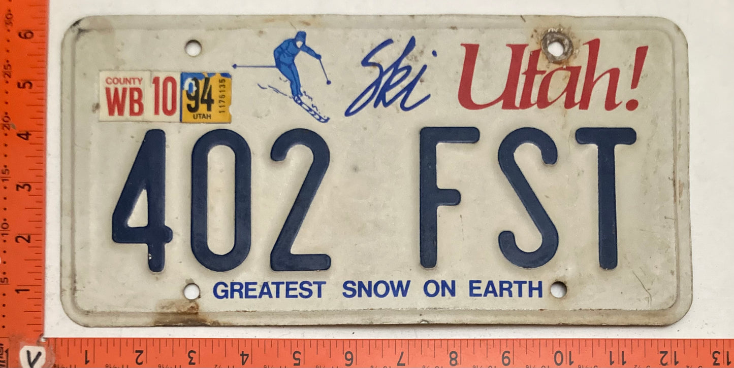 1994 Utah #402 FST Passenger License Plate (Craft)