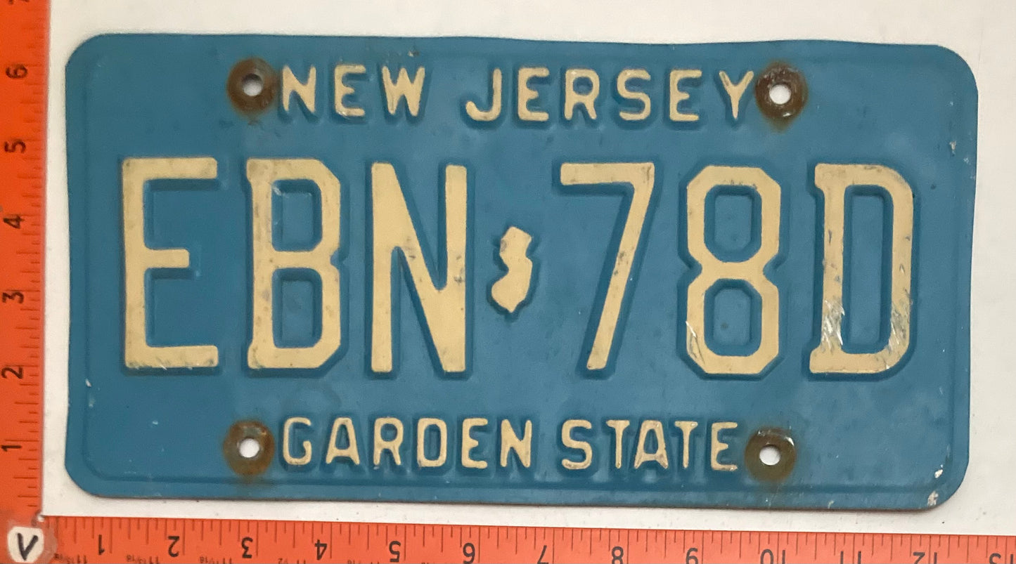 Undated New Jersey #EBN 78D Passenger License Plate (Crafter)