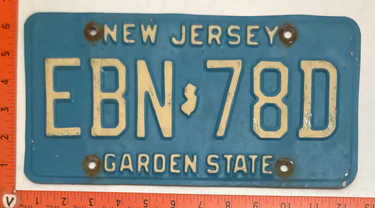Undated New Jersey #EBN 78D Passenger License Plate (Crafter)