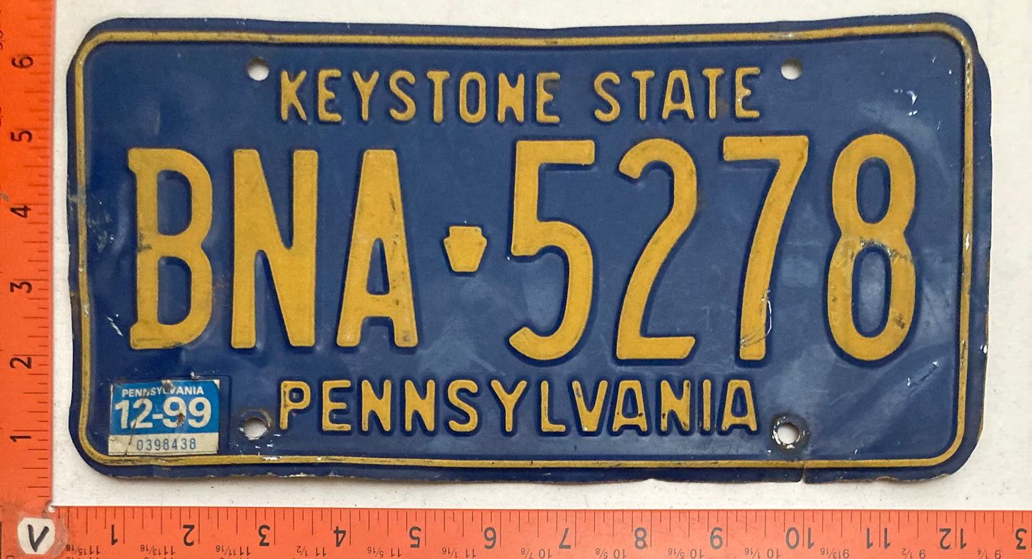 1999 Pennsylvania #BNA 5278 Passenger License Plate (Crafter)