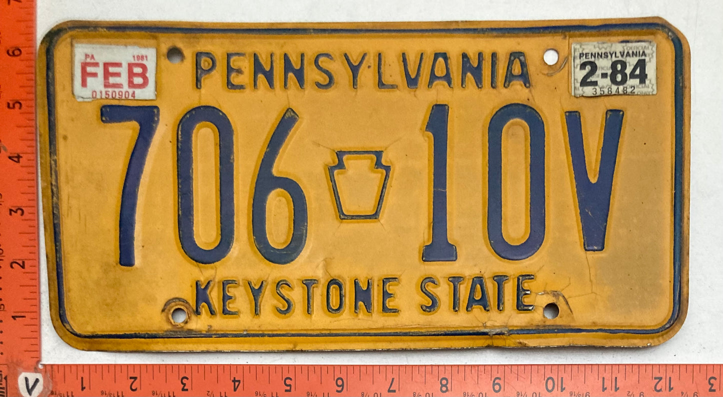 1984 Pennsylvania #706 10V Passenger License Plate (Crafter)
